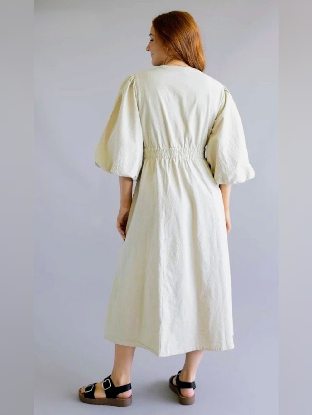 NWT Simply Southern Puff Sleeve XXL Dress w/Embroidered Palm Trees - Picture 4 of 12